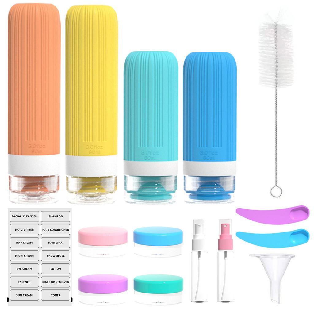 16 Pack Travel Bottles For Toiletries, Large 6oz Silicone Travel Containers Jar For Toiletries, Leak Proof Refillable Liquid Shampoo