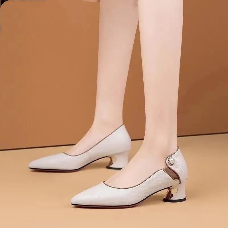 Cresfimix Sapatos Femininas женские милые туфли-лодочки с острым носком для офиса высокого качества на квадратном каблуке, женские модные туфли-лодочки нежно-абрикосового цвета A1465