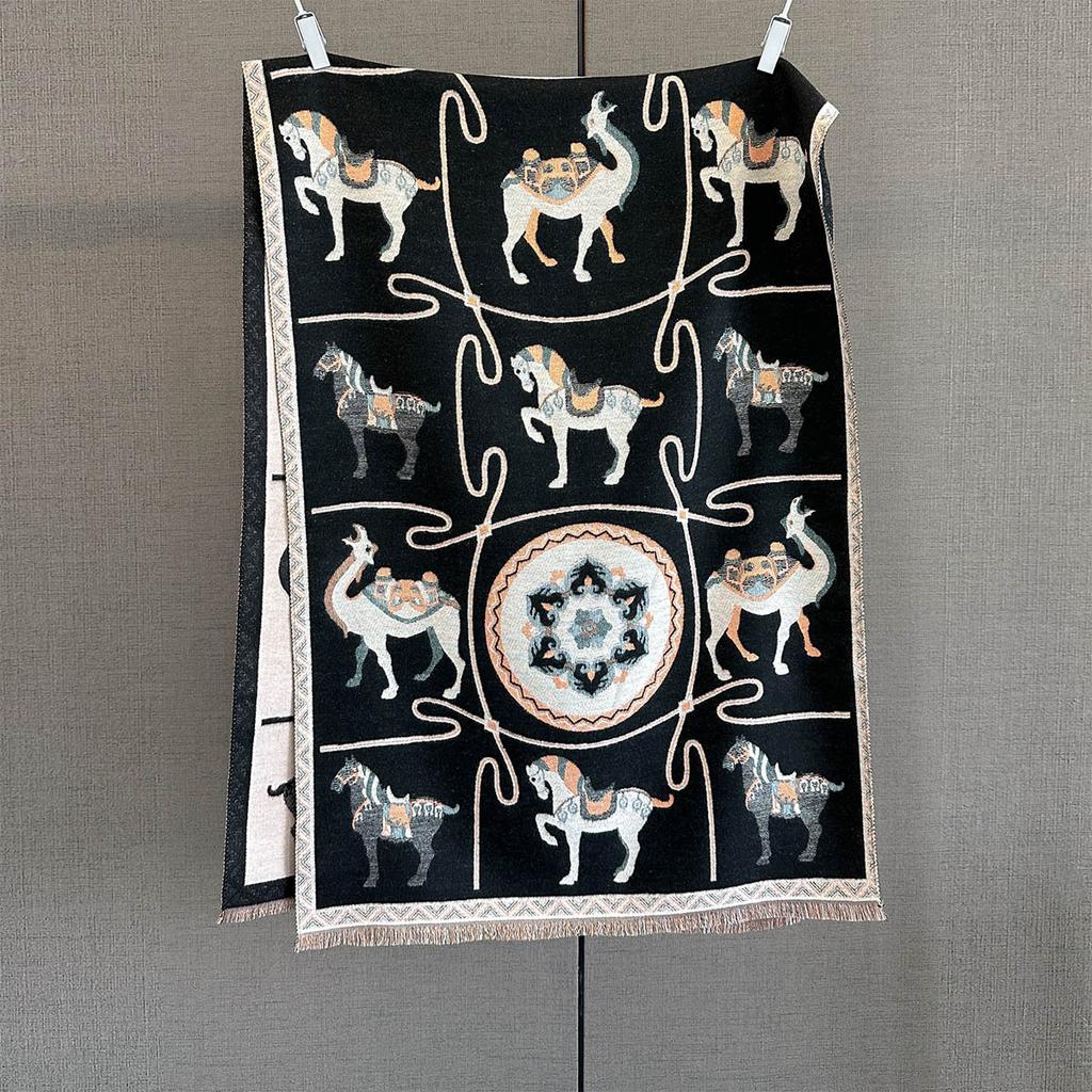 Женский роскошный дизайнерский шаль-накидка, новый высококачественный жаккардовый шарф с животным принтом, для защиты шеи, кашемировый, толстый, теплый шарф, эшарп