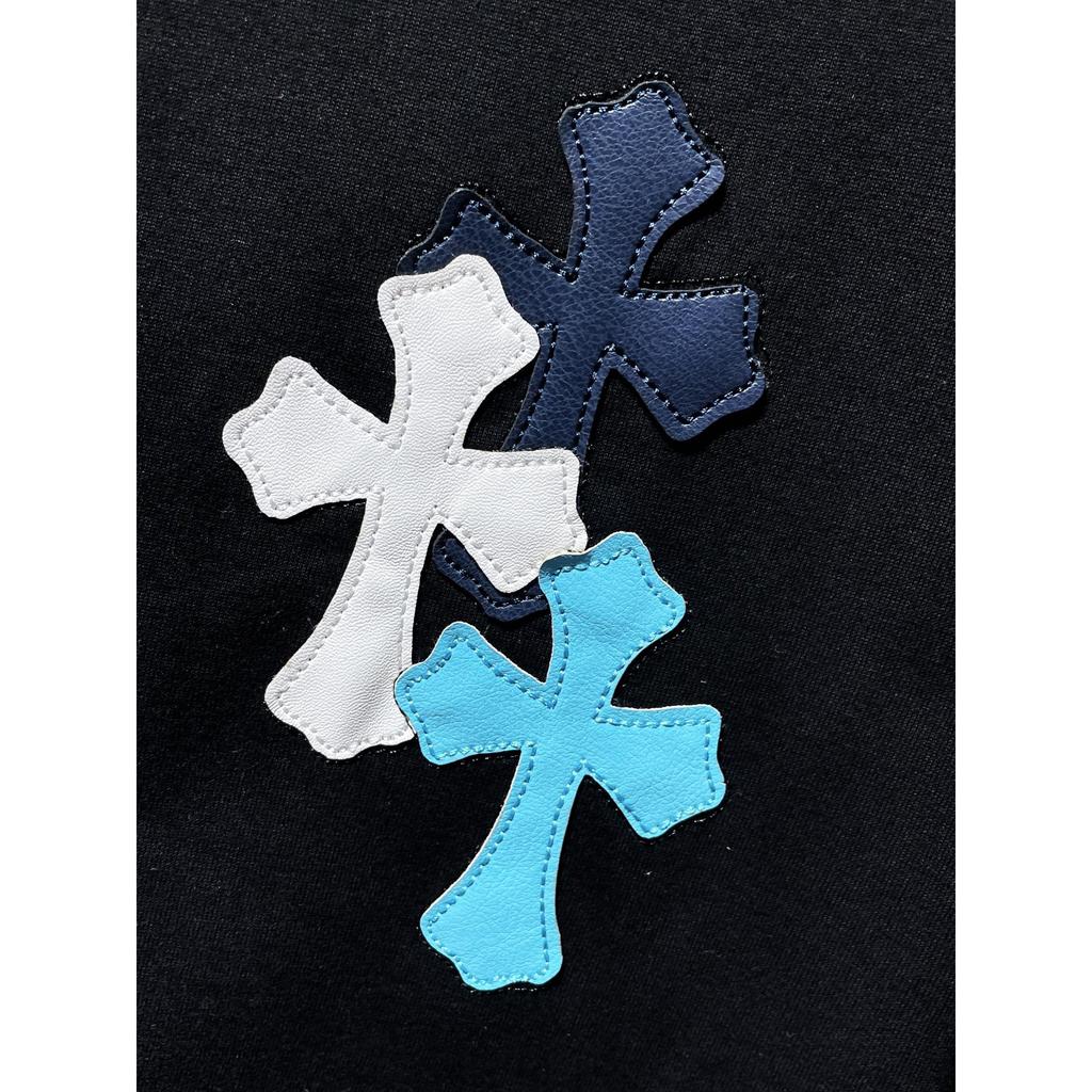 8551 CHROME HEARTS 2025 Летняя новая высококачественная хлопковая свободная футболка с круглым вырезом большого размера для мужчин и женщин, парная футболка