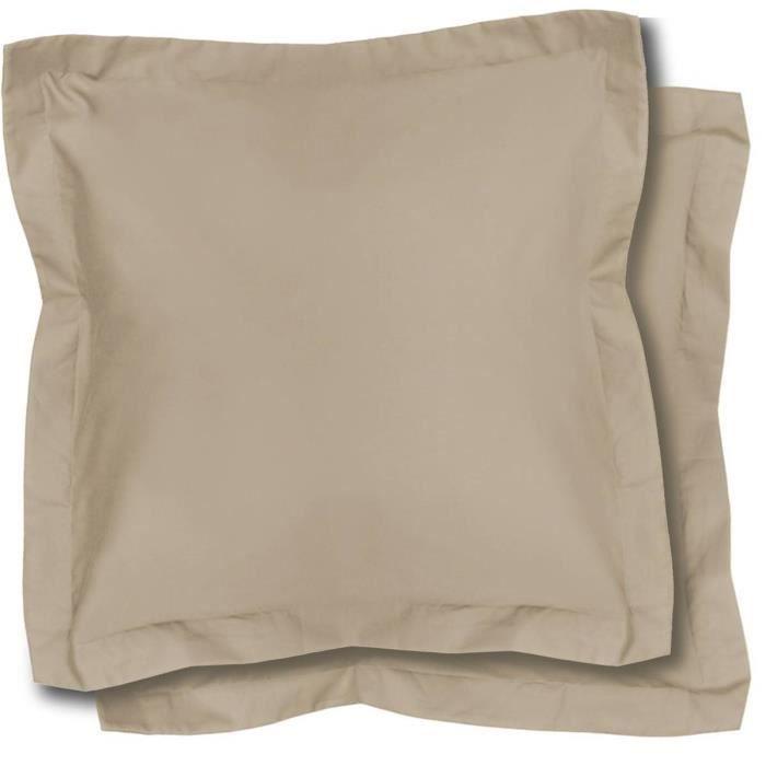 Pillowcases - Polycotton - Set of 2 - 63x63 Cm - Washable - Taupe Color
