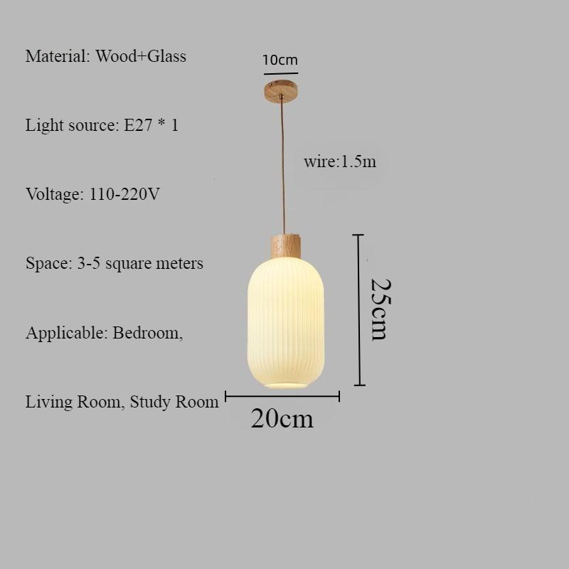 Подвесной светильник из дерева для ресторана в японском стиле, скандинавский минималистский кремовый светильник для барной стойки в спальне, стеклянный подвесной светильник для спальни