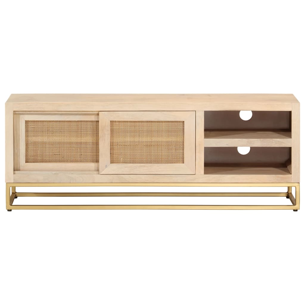 TV Stand 110 x 30 x 40 cm Solid Mango Wood and Iron