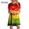 Fruit And Vegetables 3D Printed Dresses For Summer Fashion Women Clothing Oversized Short Sleeve Loose Casual Mini Dress
