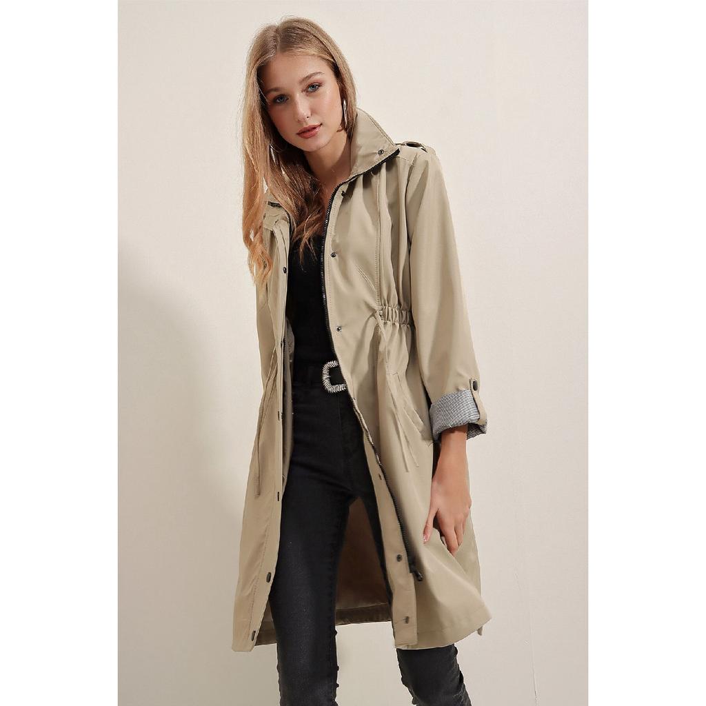 5808 Trench Coat With Waist Tie - Beige