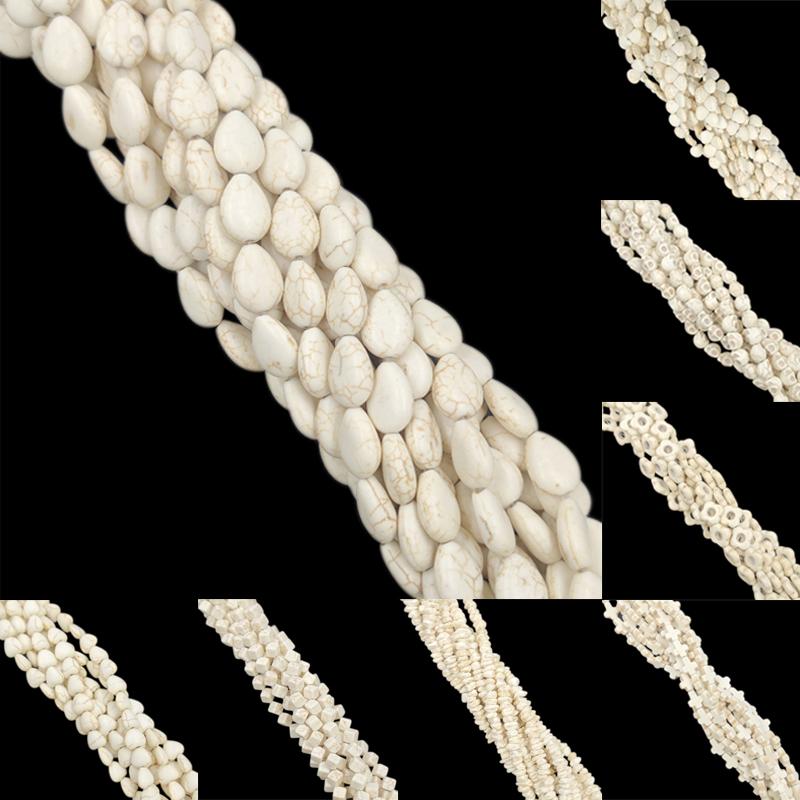 Белые квадратные морские звезды, цветок, череп, креативные бусины из натурального бирюзового камня, свободные бусины для аксессуаров «сделай сам»