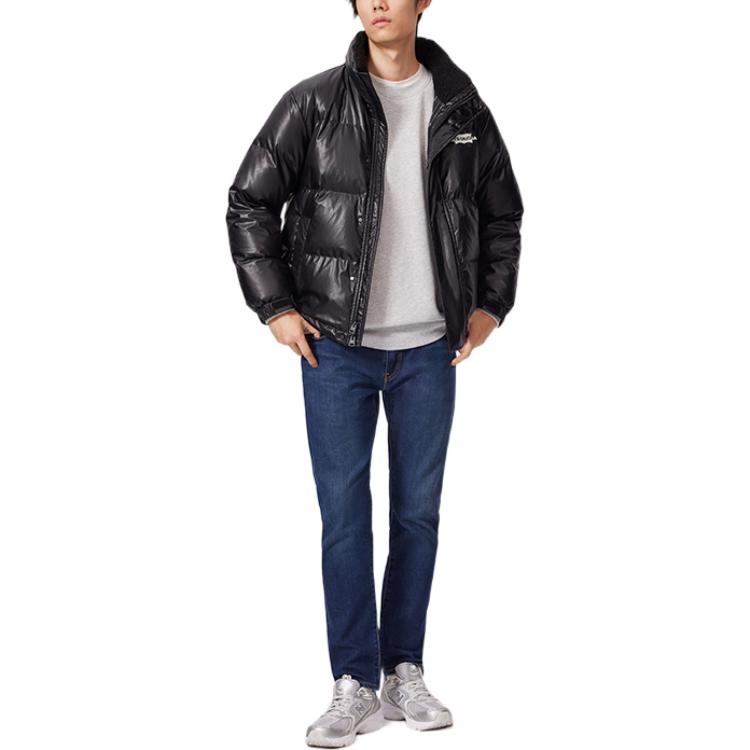 Levis FW22 Однотонная куртка пуховик на молнии с принтом с длинным рукавом Мужская верхняя одежда Черный A5163-0000