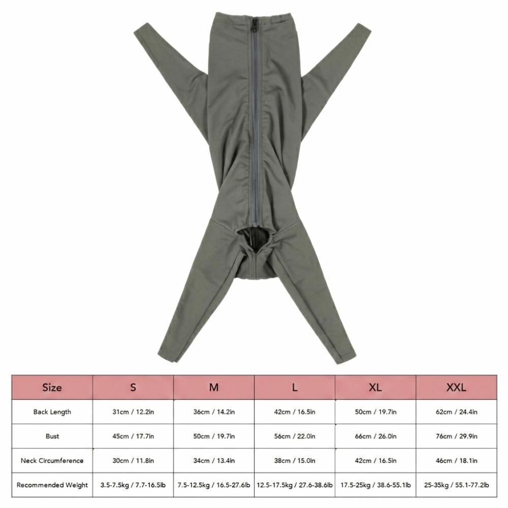 Zipper Closure Dog Recovery Suit Elastic Zipper Dog Outfit Dog Four-legged Jumpsuit Anti Licking