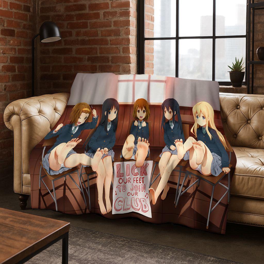 Аниме K-ON Кавайная Девочка Хирасава Юи Музыкальный Мультфильм Фланелевое Одеяло, Уютное Мягкое Плед для Дома Спальни Кровати Дивана Покрытие Ребенок