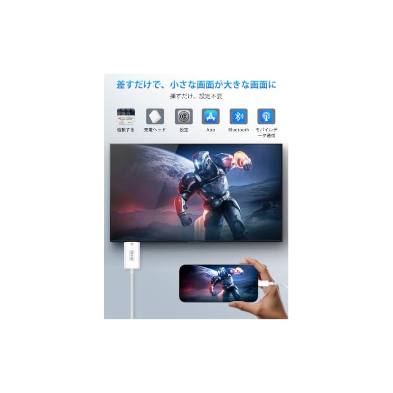 [Модель 2026 года] HDMI-кабель для iPhone HDMI-кабель-переходник 2 м Lightning Цифровой AV-адаптер-переходник Совместимость с зеркалированием Питание не требуется Нет