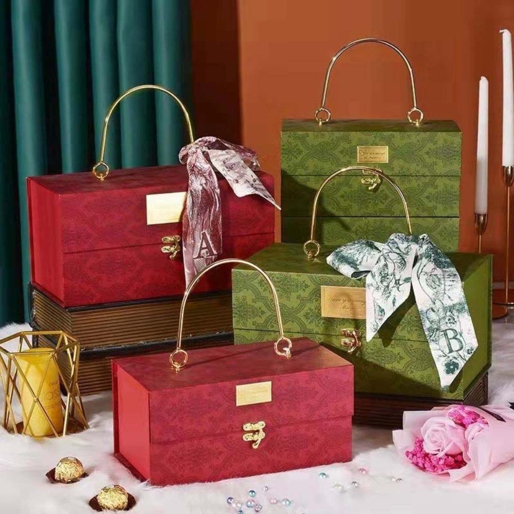 Dacron Mid-Autumn Festival Gift Box Scarf Neckerchief Floral Skinny Scarf Gift Packed