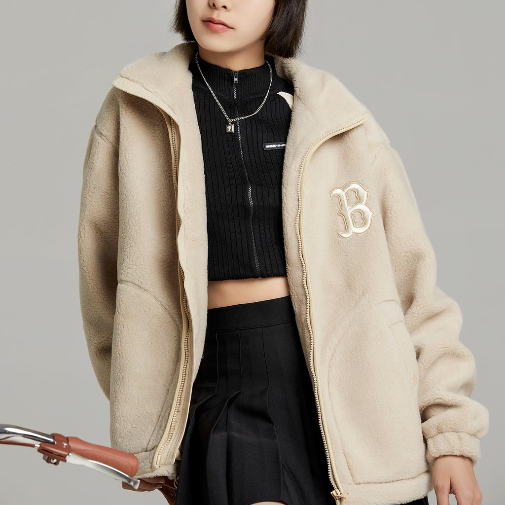 New MLB Velvet Jackets Unisex Light Beige 3AFDB0626-43BGS