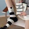 Женские осенние универсальные полосатые мультяшные животные в горошек кружевные белые носки средней длины