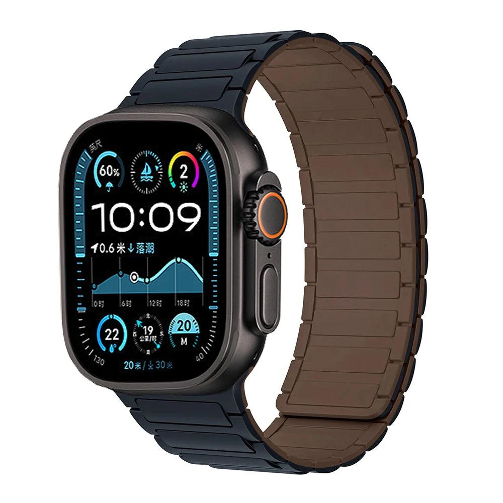 Магнитный петлевой ремешок для Apple Watch Ultra 3/2/1 Band 49мм 11 10 9 8 7 46мм 42мм 45мм 41мм Силиконовый браслет iWatch 6 5 4 SE 44мм