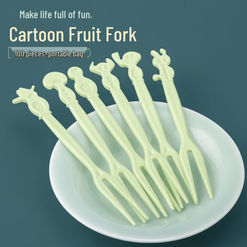 Cartoon Fruit and Dessert Picks, 100 Pcs