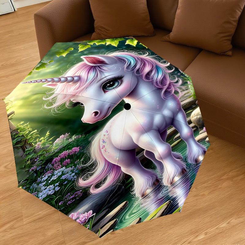 1PC fantasy unicorn Automatic Open/Close Umbrella with Windproof, 8-Rib Sturdy Canopy, Durable Ribs, Fashionable Design, Outdoor Accessory, Fun Prin,