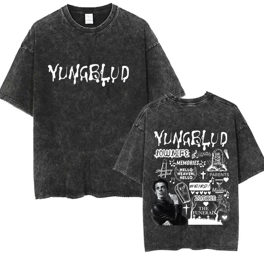 Washed Vintage Rock Singer Yungblud Tour Tshirt Men Women Retro Fashion T Shirt Male Casual Oversized Tshirts Streetwear
