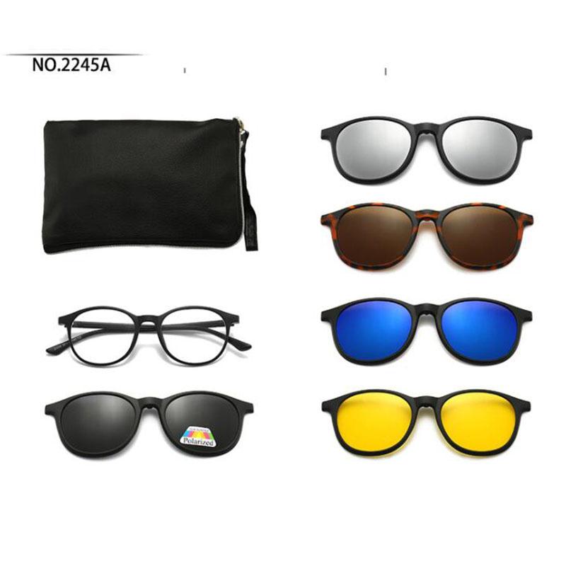 2245 Magnet Clip Round Myopia Glasses 0 -0.5 -1.0 -2.0 To -6.0  Hyperopia Sunglasses +0.5 +1.0 +2.0 To +6