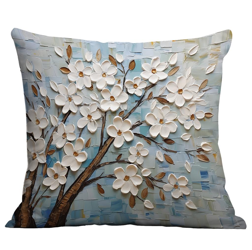 Новая наволочка с цветочным принтом, имитирующая трехмерный стиль масляной живописи, креативная цветочная, для дома, гостиной, диванной подушки
