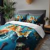 3pcs Teal Musical Butterfly Bedding Duvet Cover Set Elegant Violin Bedding Quilt Set Floral Themed Bed Quilt Set Romantic