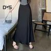 Женская юбка-рыбий хвост с высокой талией и запахом на бедрах, длинная юбка А-силуэта, однотонная, удобная, подчеркивающая фигуру юбка