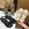 Fashion Women's Summer Sandals 2025 New Summer Flat Bottom Casual Beach Shoes Open Toe Non-slip Soft Roman Sandals Flat Casual Shoes