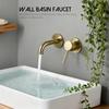 Bagnolux Wire Drawing Gold Concealed Basin Bathroom Faucet Brass Round Hole Water Outlet Bathroom Hotel Decor Faucet