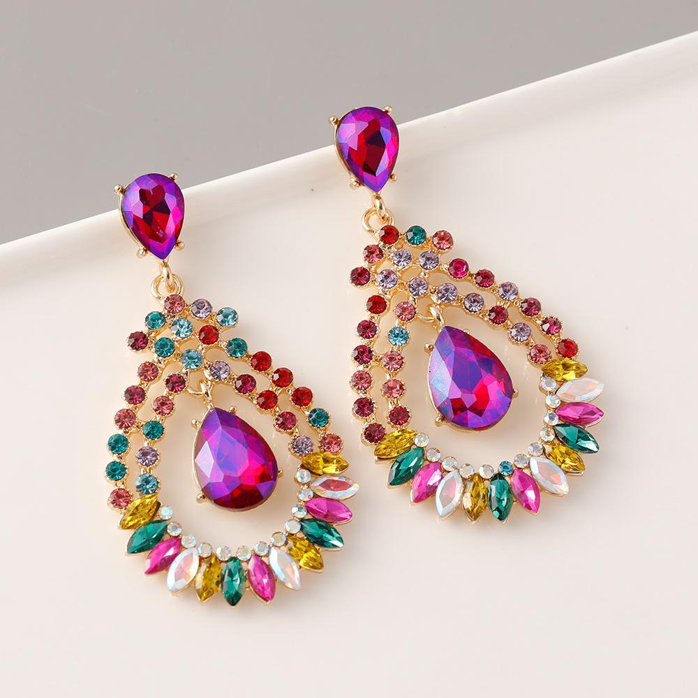 Европейский новый стиль блестящие полые хрустальные висячие серьги для женщин роскошные свадебные серьги из сплава со стразами модные ювелирные изделия подарок