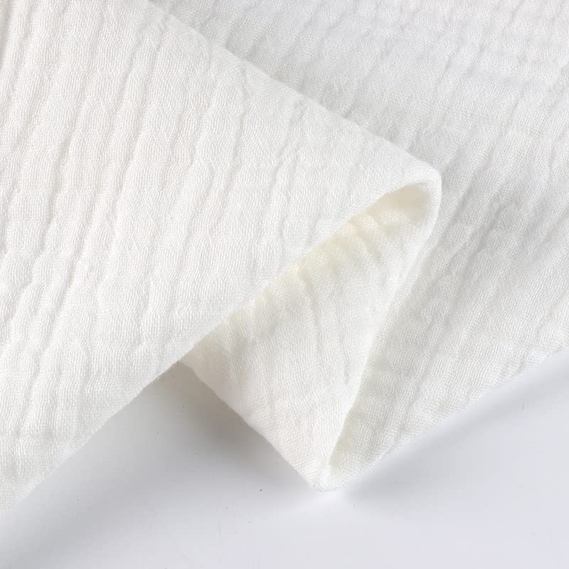KINOKINO Double Gauze Solid Fluffy 135cm 2m Fabric, Color, Cotton, Handmade, (White, Approx. Wide, Approx. Long)