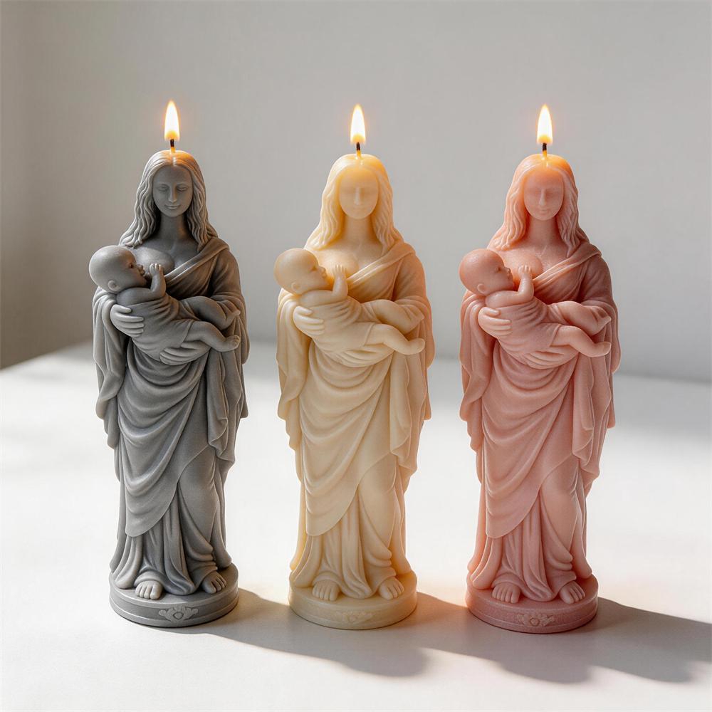 Woman Statue Candle Silicone Mold Embossed Lady Sculptures Candle Mold Gypsum Figure Plasters Resin Mold