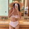 Корейское бикини с рюшами однотонное - Сексуальный раздельный купальник с драпировкой для женщин