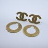 CHANEL COCO Mark Earring mesh Plated Gold 32.8g Women Used
