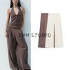 Summer New Product Women's Clothes French Pleated Design Drape Fabric Mid Waist Wide Leg Casual Trousers 8338504
