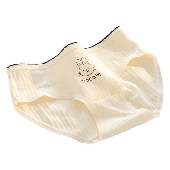 Women Underpants Mid Waist Cartoon Print Japanese Style Butt-lifted Good Breathability Elastic