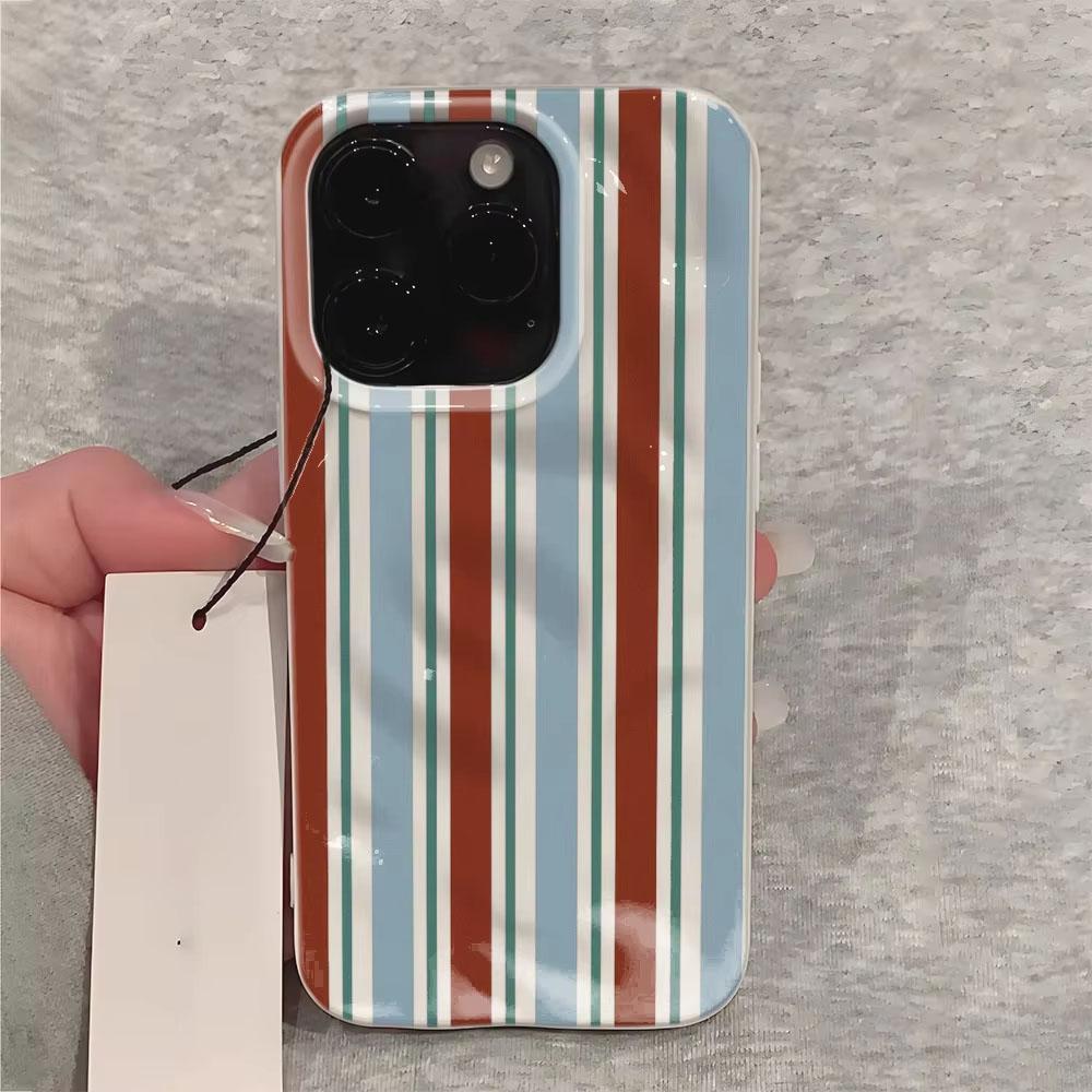 Роскошный Чехол для Телефона Зелено-Фиолетовая Полоска Для iPhone 17 14 15 Pro Max 13 12 11 16 15 Plus Air Вогнуто-Выпуклый Силиконовый Мягкий Чехол