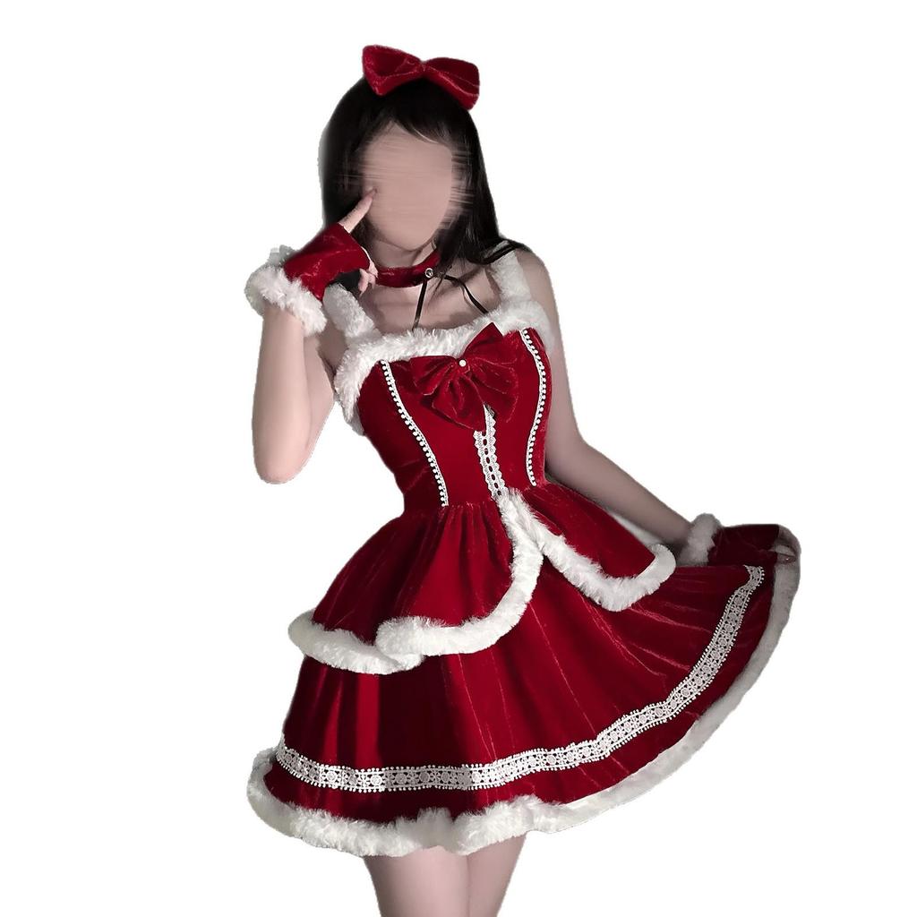 Jin Xiao Рождественское и Новогоднее Сексуальное Платье Бандо Девушки-Кролика