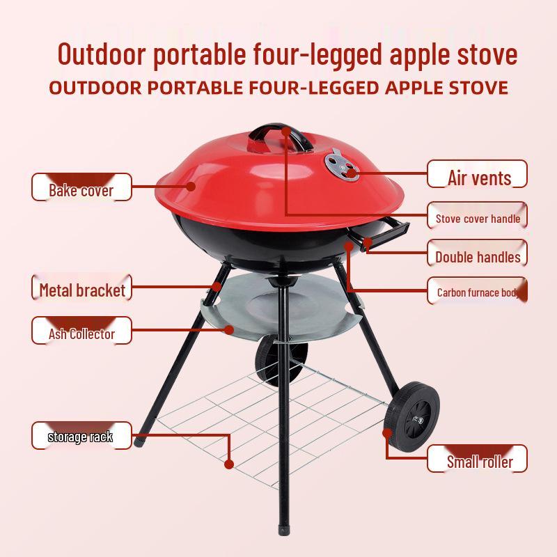 Portable Outdoor Apple BBQ Grill for Camping and Courtyard