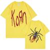Рок-группа Korn Принт Футболки Футболка с графикой паука Мужская Винтажная Футболка Оверсайз Унисекс Альтернативная Музыка в стиле ню-метал Короткий рукав
