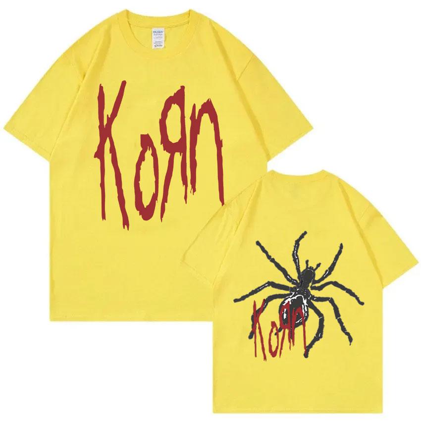 Рок-группа Korn Принт Футболки Футболка с графикой паука Мужская Винтажная Футболка Оверсайз Унисекс Альтернативная Музыка в стиле ню-метал Короткий рукав