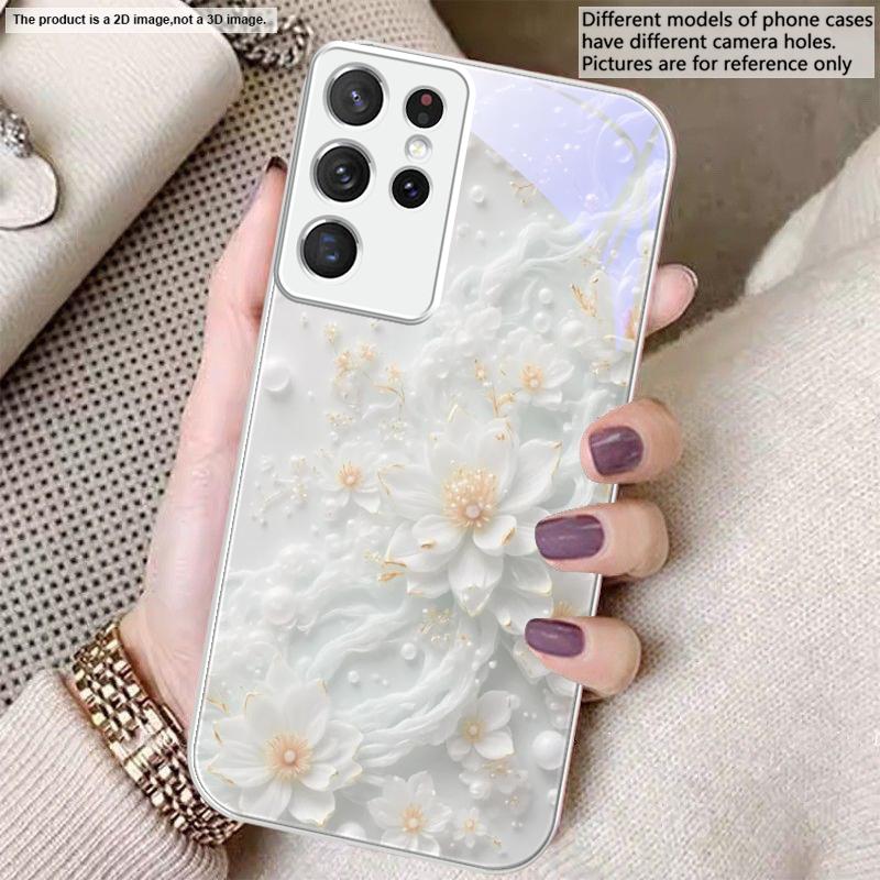 Красивые белые цветы Для Samsung S26 S22 S8 S9 S10 S20 Ultra S21 Pro S22 Plus S23 FE S24Ultra S25 Edge S24+ Стеклянный чехол для телефона