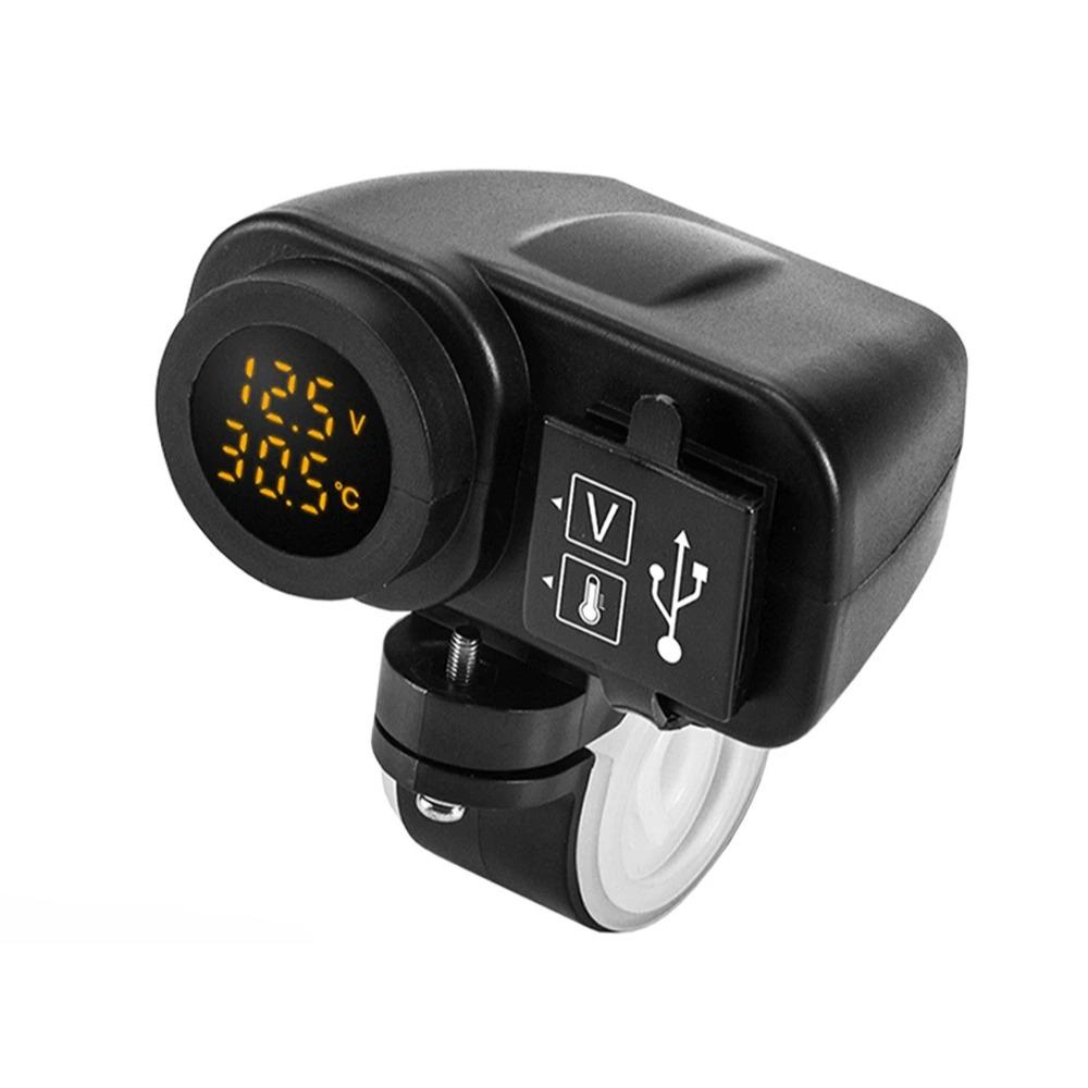 Зарядное устройство для телефона на мотоцикле с цифровым дисплеем 36 Вт QC3.0, быстрое зарядное устройство с двумя USB-входами, вольтметром, термометром, адаптером для сотового телефона