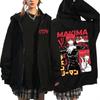 Yaponiya Anime Chainsaw Man Kapyushonli Makima Kulgili Print Erkaklar Ayollar Fermuarlı Kapyushonlar Katta O'lcham Sweatshirt Harajuku Issiq Fermuarlı Kurtka