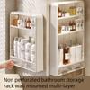 Non Perforated Kitchen Bathroom Storage Rack Wall Mounted Multi-layer Washbasin Toilet Cosmetics Toilet Storage Artifact