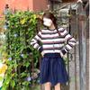 Полосатый вязаный кардиган для женщин, новый осенний стиль с контрастными цветами и шикарный короткий жакет для миниатюрных женщин
