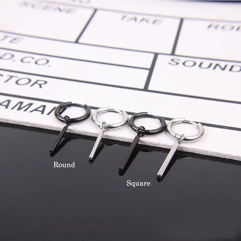 Минималистичные поддельные серьги Ророноа Зоро, квадратные подвесные серьги-кольца, кулон, зажим для ушей, серьги из нержавеющей стали, мужские ювелирные изделия