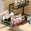 Carbon Steel Under Sink Organizer Slide Out Sink Shelf Metal Sliding Drawer  for Kitchen Bathroom