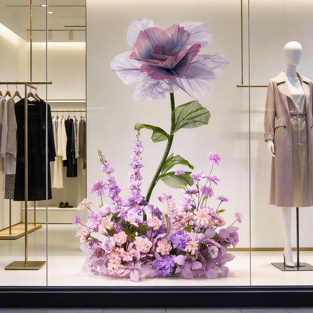 Purple Artificial Flowers for Window Display, Scene Decoration, and Clothing Store Visual Merchandising