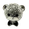 [P8128] - Black White Silver 'Teddy' Pin Brooch - 15x15 Mm