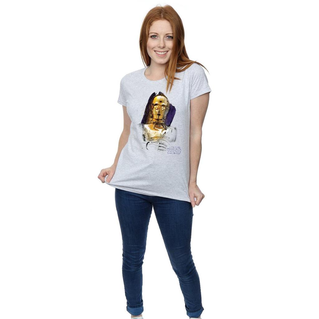 STAR WARS Womens/Ladies The Last Jedi C-3PO Brushed Cotton T-Shirt