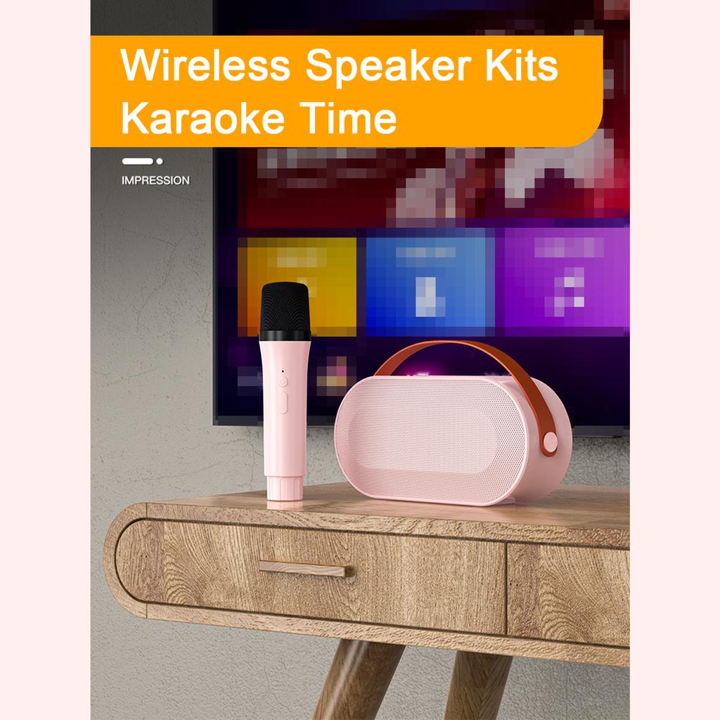 Мини-караоке-машина BT Караоке-динамик с беспроводными микрофонами Ослепительный цветовой световой эффект для